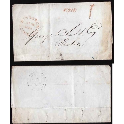 Canada-cover #13123-Stampless-circular delivery- Frontenac Cnty-Kingston,UC