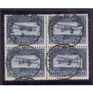 Newfoundland-Sc#170-used block 15c Plane-dated Harbour Grace De 2 1930-