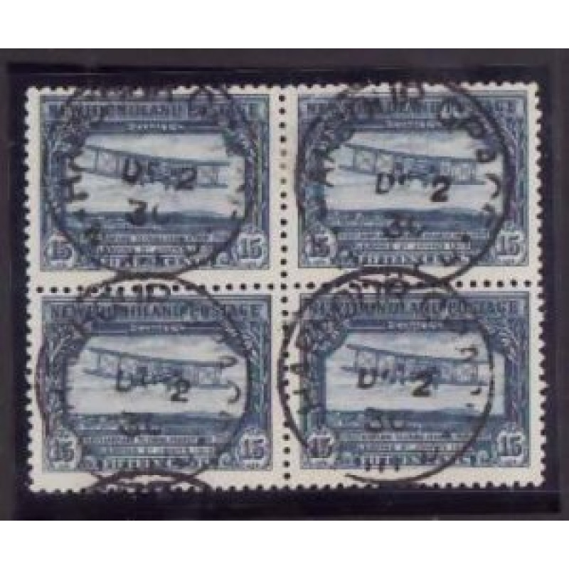 Newfoundland-Sc#170-used block 15c Plane-dated Harbour Grace De 2 1930-