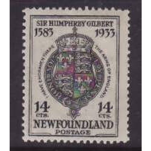 Newfoundland -Sc#224- id27-unused NH 14c Coat-of-Arms-perf 14-1933-