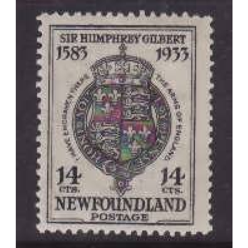 Newfoundland -Sc#221b- id27-unused NH 14c Coat-of-Arms-perf 14-1933-