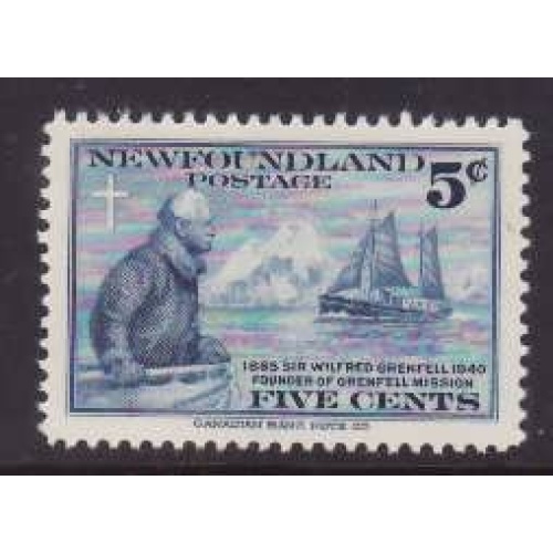 Newfoundland -Sc#252- id27-unused NH 5c Grenfell-1941-