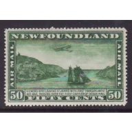 Newfoundland -Sc#C10- id27-unused LH 50c Airmail-watermarked-Planes-1931-