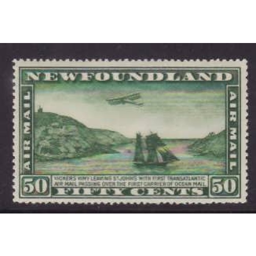 Newfoundland -Sc#C7- id27-unused NH 50c Airmail-Planes-1931-