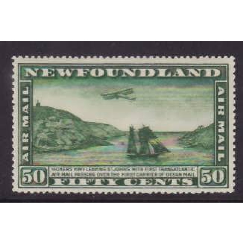 Newfoundland -Sc#C7- id27-unused NH 50c Airmail-Planes-1931-