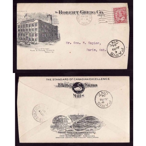 Canada-cover #14221–2c-ad front/back-Robert Greig Co-White Swan Mills-Toronto