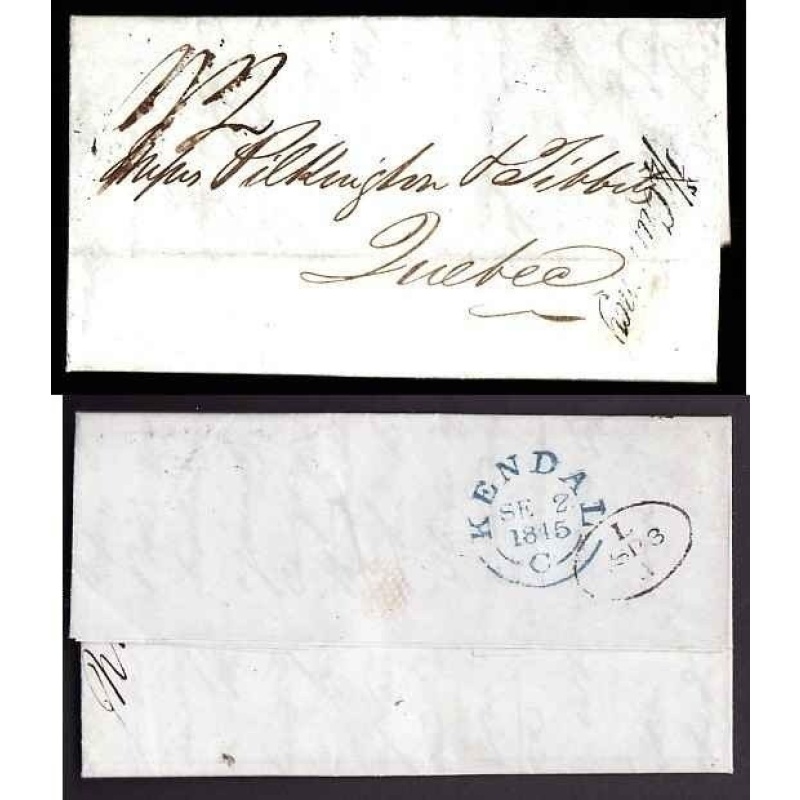 GB-cover #13060-Stampless-Kendal-Sep 2 1845-1sh2d sterling-H/S 1sh4d