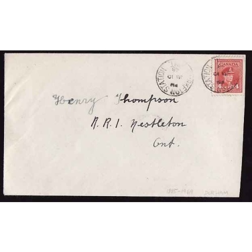 Canada-cover #12072-4c KGVI-Durham cnty-Burketon Station,Ont Jan 10 1948