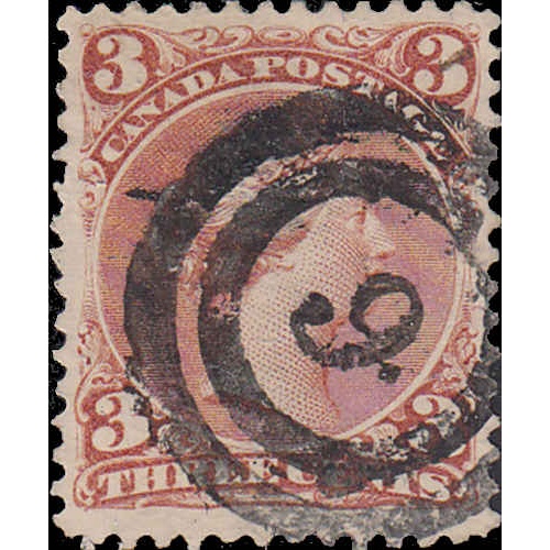 Canada #25 Used With Two Ring 6 Cancel