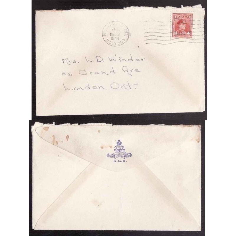 Canada-cover #13931-4c-Petawawa Camp,Ont M.P.O.305-rarity C-Mar 9 1944