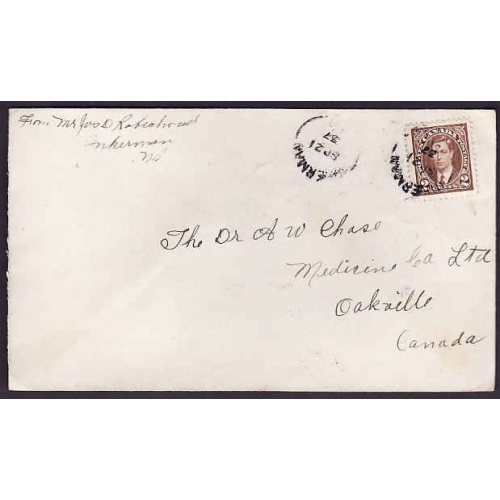 Canada-cover #10251-2c KGVI mufti-Inkerman, NB - Sp 21 1937