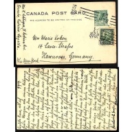 Canada-#9457 - 2c Admiral postal stationery uprated-2c KGV scroll to Germany