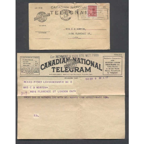 Canada-cover #4943-3c-Middlesex cnty-London,Ont-Canadian National Telegram
