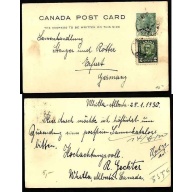 Canada-#9456 - 2c Admiral postal stationery uprated-2c KGV scroll to German