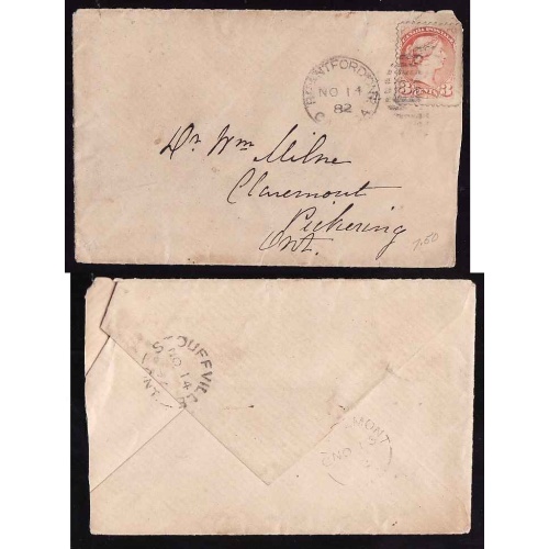 Canada-#12442 - 3c small queen - Brantford, Ont duplex [ DON-184 ] - No