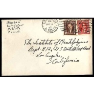Canada-#12430 - 2c + 3c KGVI mufti to California - Cardston, Alberta duplex