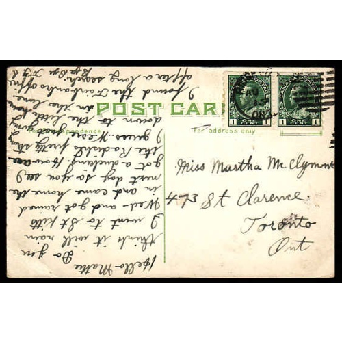 Canada-#12439 - 1c( coil pair #125 ) Admirals paying the 2c domestic postcard rate