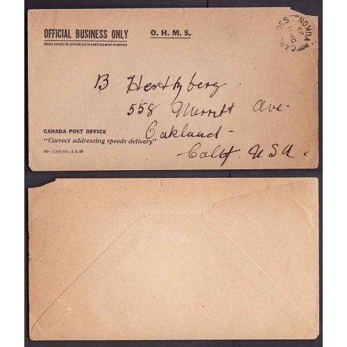 Canada-#9413-Stampless [ Official Business Only O.H.M.S. ]-Carcross,Yukon-Sp 11 1929-