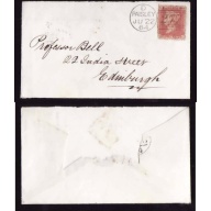 GB-cover #14381-1p-plate 85-addressee Robert Bell-Paisley Ju 22 1864 #277