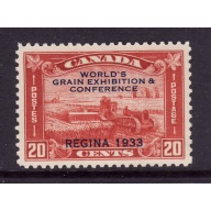 Canada-Sc#203-Unused 20c brown red Harvesting Wheat "Grain Exhibition"