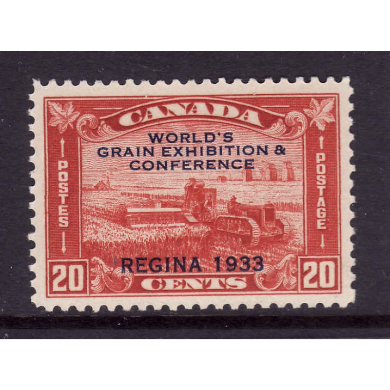 Canada-Sc#203-Unused 20c brown red Harvesting Wheat "Grain Exhibition"