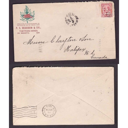 Canada-cover #4854 - 2c KEVII-Thetford Mines,Que-CC illustrated ad-Sp 30 1903-