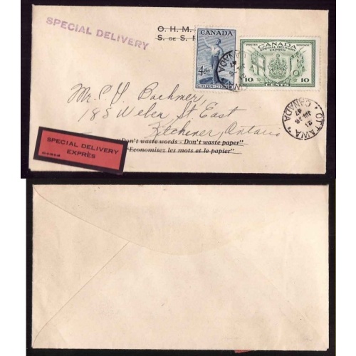 Canada cover #14184–10c Special Delivery+4c-Special Delivery Express sticker #SD-8-