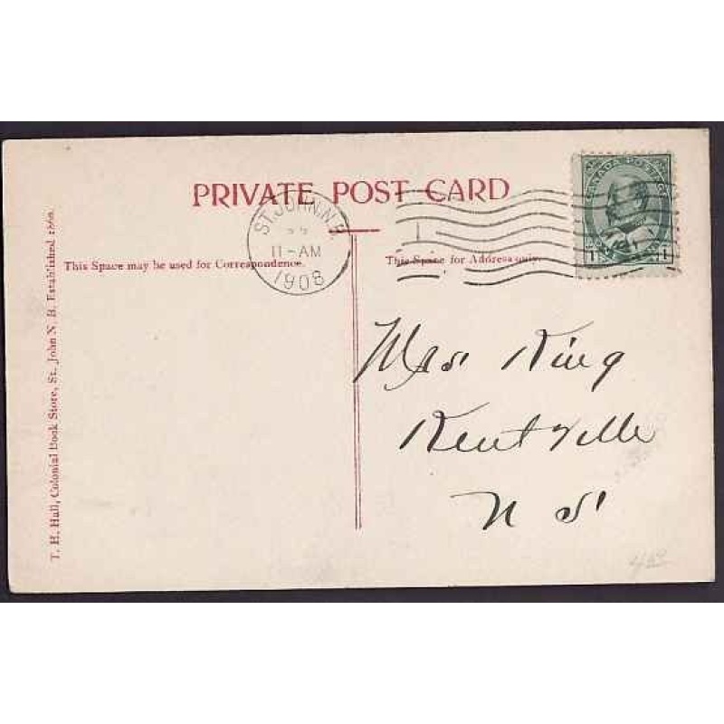 Canada-cover #10382 - 1c KEVII on p/c-St. John, NB-11 AM 1908-