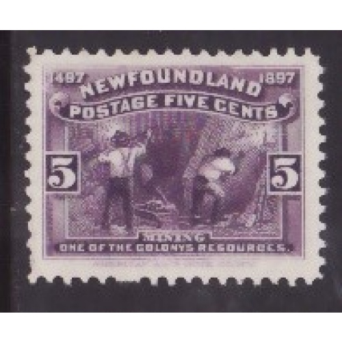 Newfoundland-Sc#65- id26-unused no gum 5c Mining-1897-