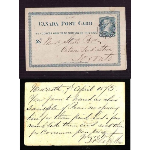 Canada-cover #10207-1c QV card-Durham County-Newcastle,Ont [21cm,arcs 8 cm,