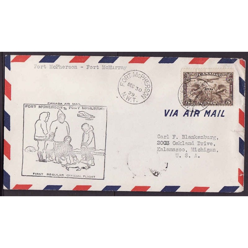 Canada-cover Canada-#13251-5c AAMC 2967x-first flight Fort McPherson-Fort