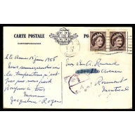 Canada-cover #12523-1c pair shortpays-"T/4 cents"-Quebec, PQ cds -