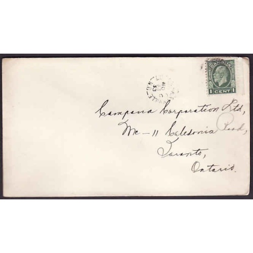 Canada-cover #10261 - 1c KGV medallion-Lower Hainesville, NB- No 6 1933 -