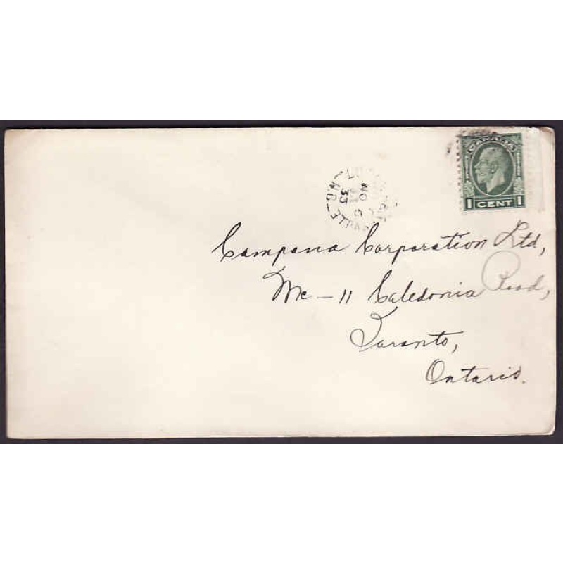 Canada-cover #10261 - 1c KGV medallion-Lower Hainesville, NB- No 6 1933 -
