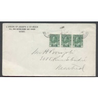 Canada-cover #4636-1c(3) coil strip(#125)-Quebec,PQ-29 Ap 1933-vertical fold