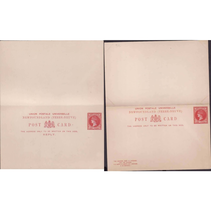 Newfoundland cover id#35-2c+2c reply card,carmine buff p/c [P6]