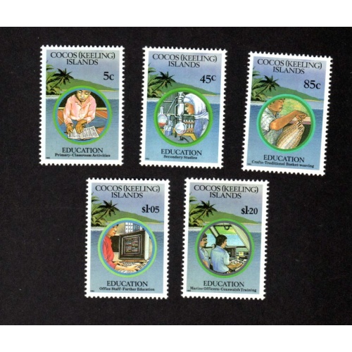COCOS ISLANDS MNH SET OF 5 STAMPS SCOTT # 278 - 282 EDUCATION