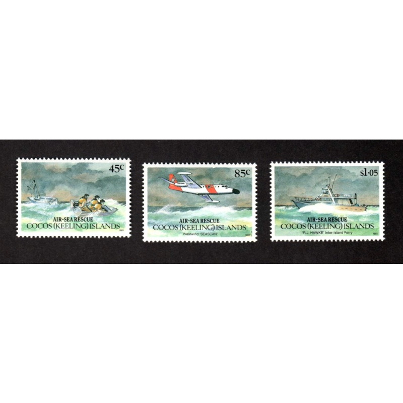 COCOS ISLANDS MNH SET OF 3 STAMPS SCOTT # 283 - 285 AIR-SEA RESCUE SERVICE