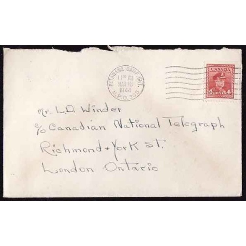 Canada-cover #11899-4c booklet stamp-military-Petawawa Camp-MPO 305-mac