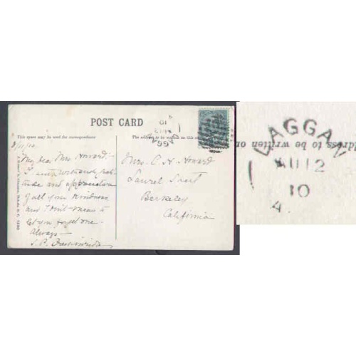 Canada- #8786 - 1c Edward on p/c- Laggan,Alta-Au 12 1910-view "Mt. Victoria , Laggan"