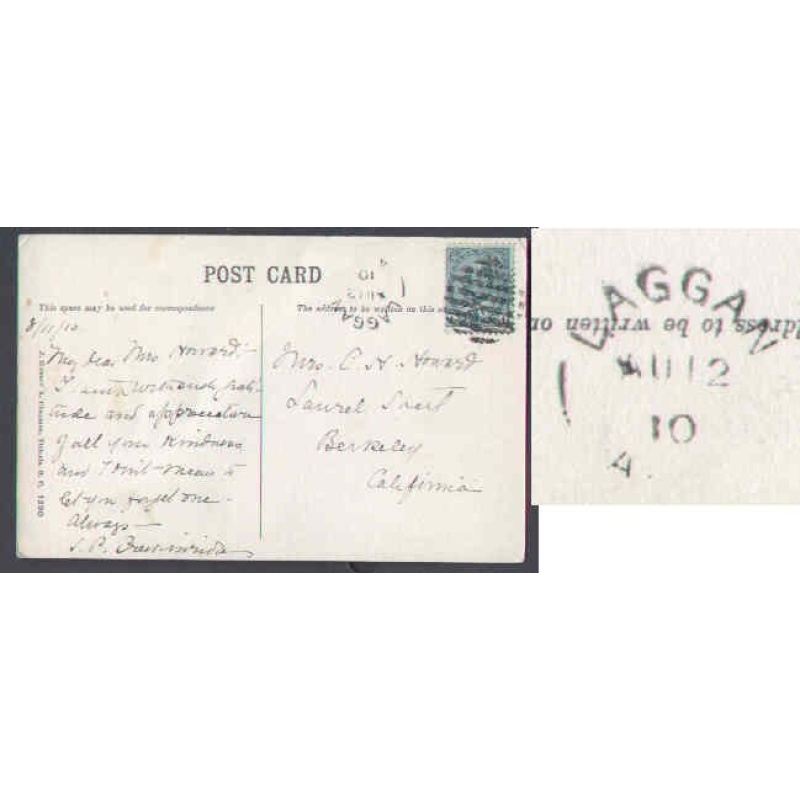 Canada- #8786 - 1c Edward on p/c- Laggan,Alta-Au 12 1910-view "Mt. Victoria , Laggan"