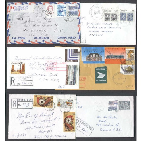 Canada-cover #5159- Six modern registered covers from Simcoe county showing various rates