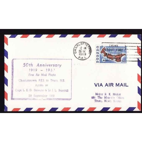 Canada-cover #13439-6c AAMC A6960-anniversary[purple cachet]-first airmail