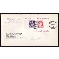 Canada-cover #12536-3c+4c-USA airmail rate-Wentworth Cnty-Dundas, Ont