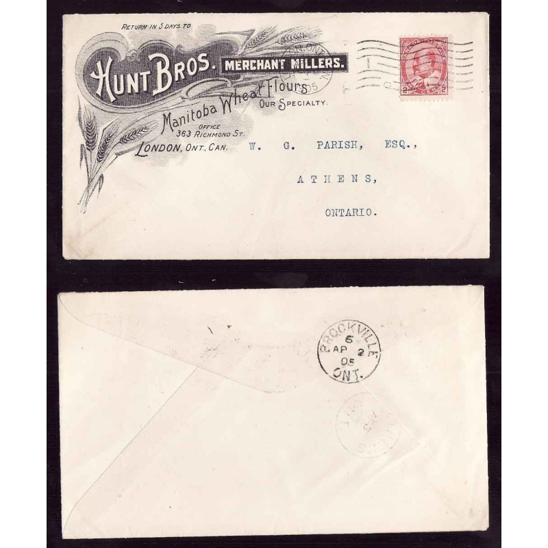 Canada-cover #14216-2c-ad-Hunt Bros. Merchant Millers-London,Ont-Ap 1 1905
