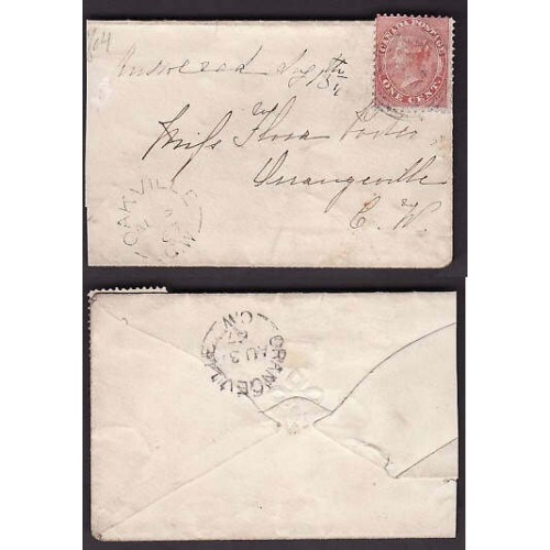 Canada-cover #10025-1c rose QV-envelope not sealed-Halton Cnty-Oakville,CW-Au 3 1867 [New