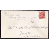 Canada-cover #10262-3c KGV medallion-Lower Southampton,NB-Jan 12 193?