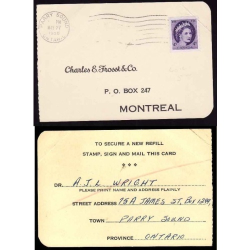 Canada-cover #10386-4c QEII coil-Parry Sound Dist-Parry Sound,Ont-May 27 1958