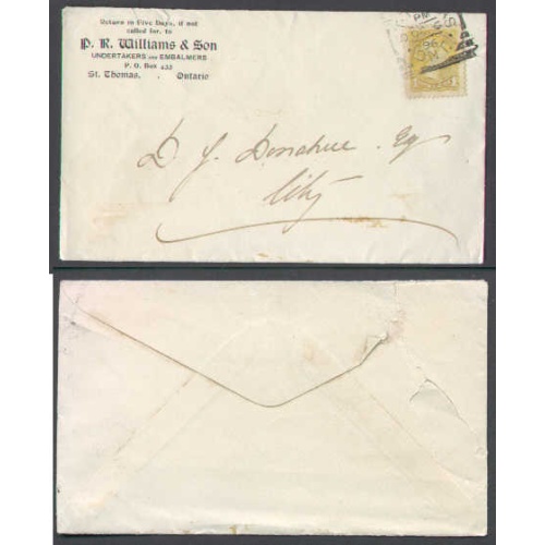 Canada-cover #4753-1c-Elgin Cnty-St.Thomas,Ont-PM/Oc 6/1896-drop letter-advertising-