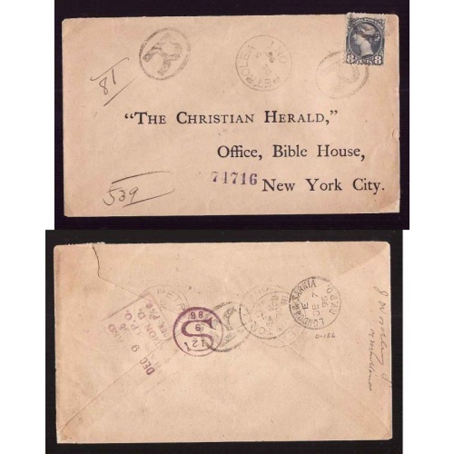 Canada-cover #14263-8c reg to USA-Lambton Cnty-Petrolea,Ont-Dec 5 1896-